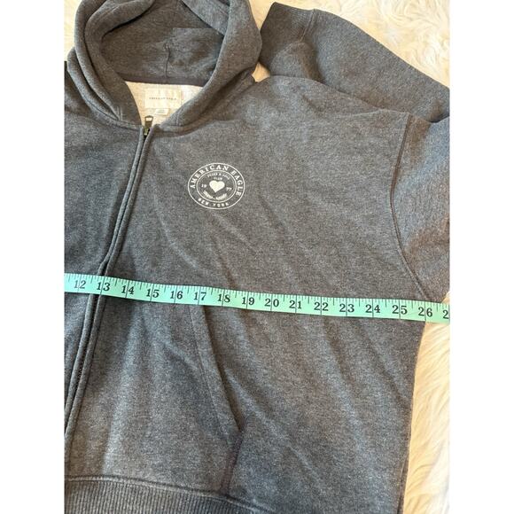 American Eagle Full Zip Hoodie Fleece Jacket Size Large Gray Graphic Pockets EUC - Picture 6 of 7